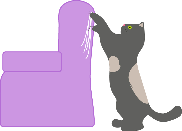 illustrated cat stratching furniture